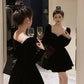 Birthday party dress luxury banquet velvet dress     S5829