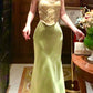 Retro Jacquard Suspender Top Satin Dress long party dress evening dress       S6201