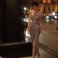 Evening dress sequins sexy halter neck suspender dress   S5826