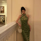 Chinese style cheongsam dress for women new retro slit long party dress     S5643