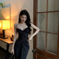 Black French design dress women's sexy long party dress     S5719