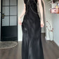 black dress for women satin long party dress       S5978