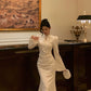 Jacquard cheongsam dress for women new retro old money style party dress     S5676