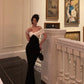 Black and white off-shoulder dress for women new banquet long party dress  S5661
