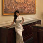 Chinese style satin cheongsam dress women evening party dress    S5507