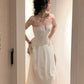 sexy white suspender dress     S5776