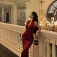 Sexy halter neck dress for women summer new style banquet satin dress       S5679