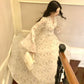 New V-neck long-sleeved chiffon floral dress      S6156