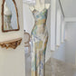 printed party dress long evening sleeveless dress   S5955