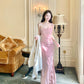 Pink evening dress prom dress pink birthday dress    S5940