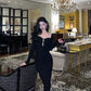 Black dress new banquet square neck party dress     S5674