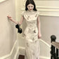 cheongsam new velvet new style printed dress evening gown       S5981