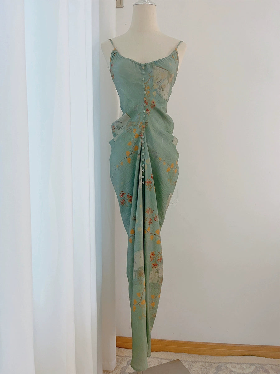 retro new backless long party dress         S6029