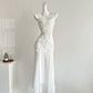 Pearl White 2025 New French Rose Suspender Skirt Waist Dress Fishtail Skirt R2067