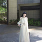 Off-the-shoulder dress, relaxed French long skirt R0552