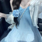 Blue suspender dress new style French temperament A-line skirt R0558