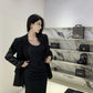 Black slim waist halter dress sexy backless holiday hip-hugging slit inner long skirt R1445