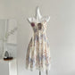 2025 new niche retro floral lace bud rose strappy suspender dress R1988