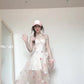 Flower suspender dress gentle temperament beautiful waist A-line long skirt R0661
