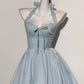 Summer Butterfly Dew Back Small Skirt Blue Hanging Neck Waist Dress 2025 New Homecoming Dress R2995
