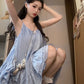 Suit blue suspender dress short skirt skirt summer outfit matching a complete set R0795