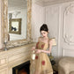 Gentle temperament mesh floral sling dress unique waist fluffy flower bud skirt R0494