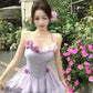 Purple suspender dress 2025 new style waist slim cake short skirt R0667