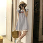 Sweet style blue plaid dress gentle temperament loose a-line short skirt 2025 new R0873