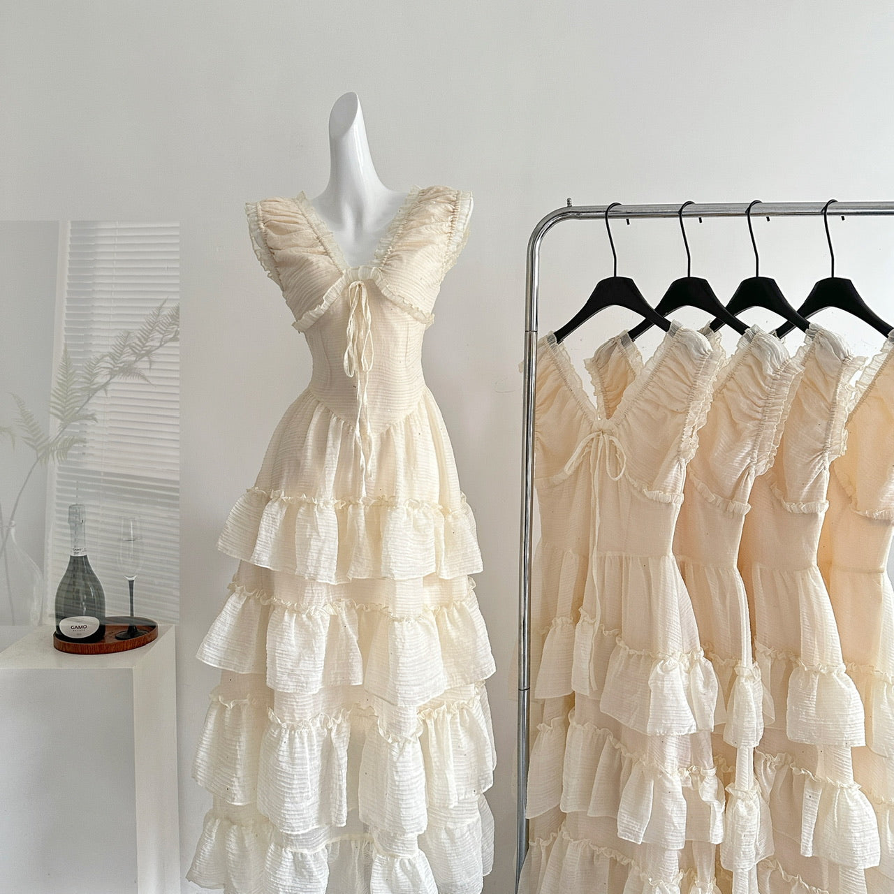 Scarlett skirt heavy V-neck suspender dress waist slim long skirt R2023