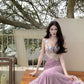 Beautiful little skirt purple flower sling dress beautiful waist hip skirt R0656