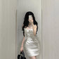 Off-shoulder polka dot dress, sexy and figure-hugging date dress R0557