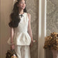 Small suit French sleeveless top straight pants two-piece set a complete outfit R0553