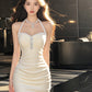 Temperament diamond-studded halter neck dress, sexy waist and hip skirt R0554
