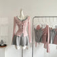 Lace Camisole Off-shoulder Cardigan T-shirt Set Pure Desire Long-sleeved Top R2028