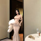 Celebrity sexy one shoulder tube top dress niche banquet dress skirt R0491