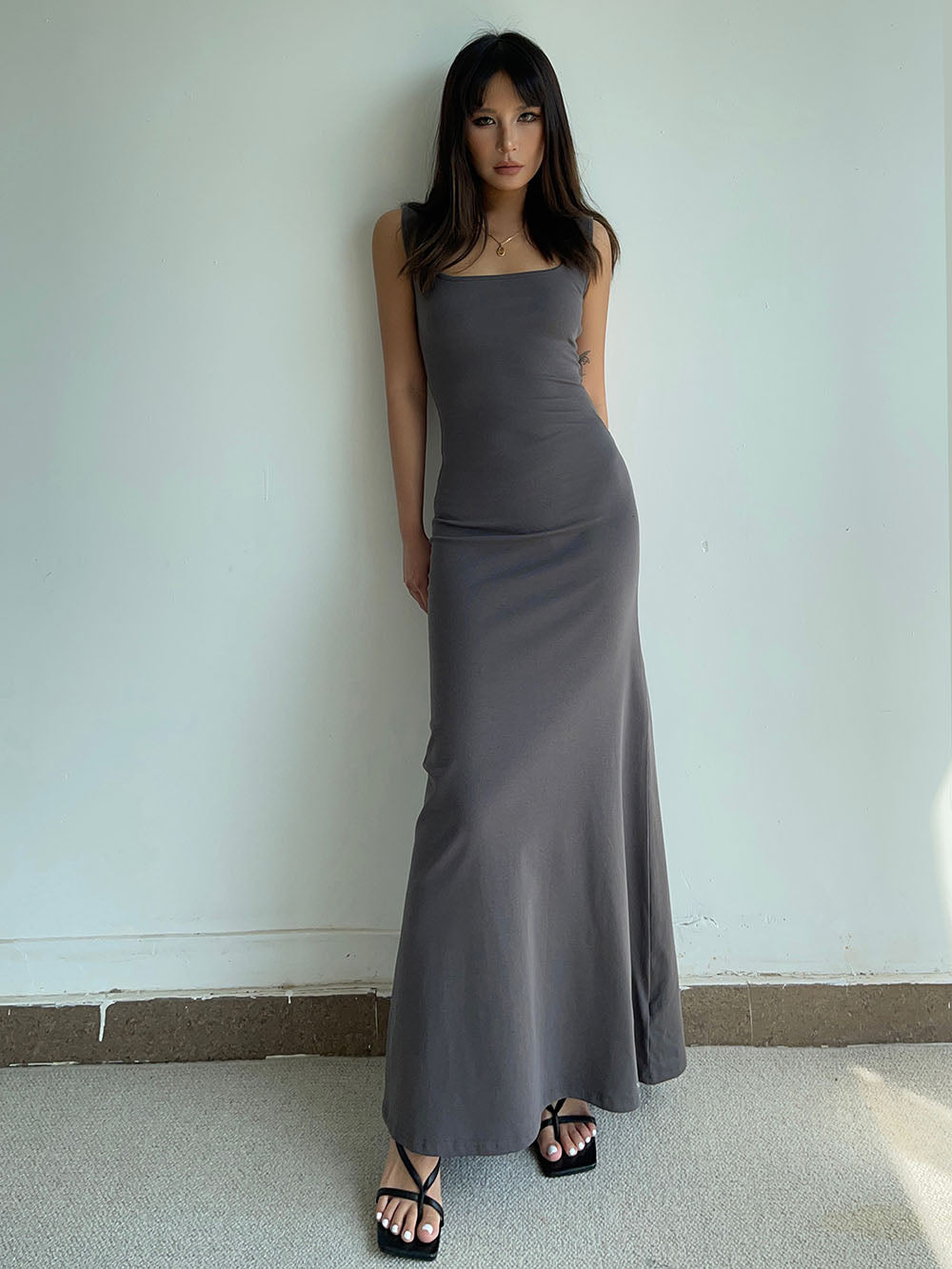 Temperament high-grade pure desire style suspender long skirt female summer new hip fishtail dress R3047