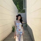 Dopamine waist skirt outfit waist long skirt fishtail skirt beautiful color suspender dress R1616