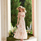 French romantic vacation long dress floral seaside halter dress summer R5108