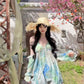 Blooming floral halter dress holiday style beautiful dress R0716