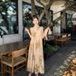 Retro high-end backless sexy halter neck dress waist temperament holiday long dress R1435