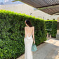Sexy white hollow suspender dress with elegant waist and slim fit R0598