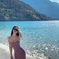 Purple hot diamond suspender dress niche figure waist temperament dress R0515