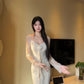 Gentle style temperament square neck dress shows figure sexy slim hip dress R0517