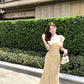 Beautiful little skirt gentle style floral yellow long skirt 2025 dress R0890