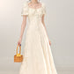 French style high-grade apricot dress women's new style small long skirt R1972