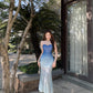 Blue gradient tube top dress 2025 new waist slim fit hip skirt R0563