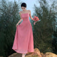 Retro niche design backless suspender dress seaside holiday outfit long dress R1459