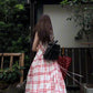 Pink plaid sleeveless dress beautiful age-reducing loose A-line vest dress R0585