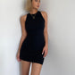 Holiday style hot girl sexy backless halter neck tie chest party hip skirt summer R3083