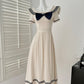 Haiyan Sweetheart College Style French Color-blocking Splicing Dress New R2172